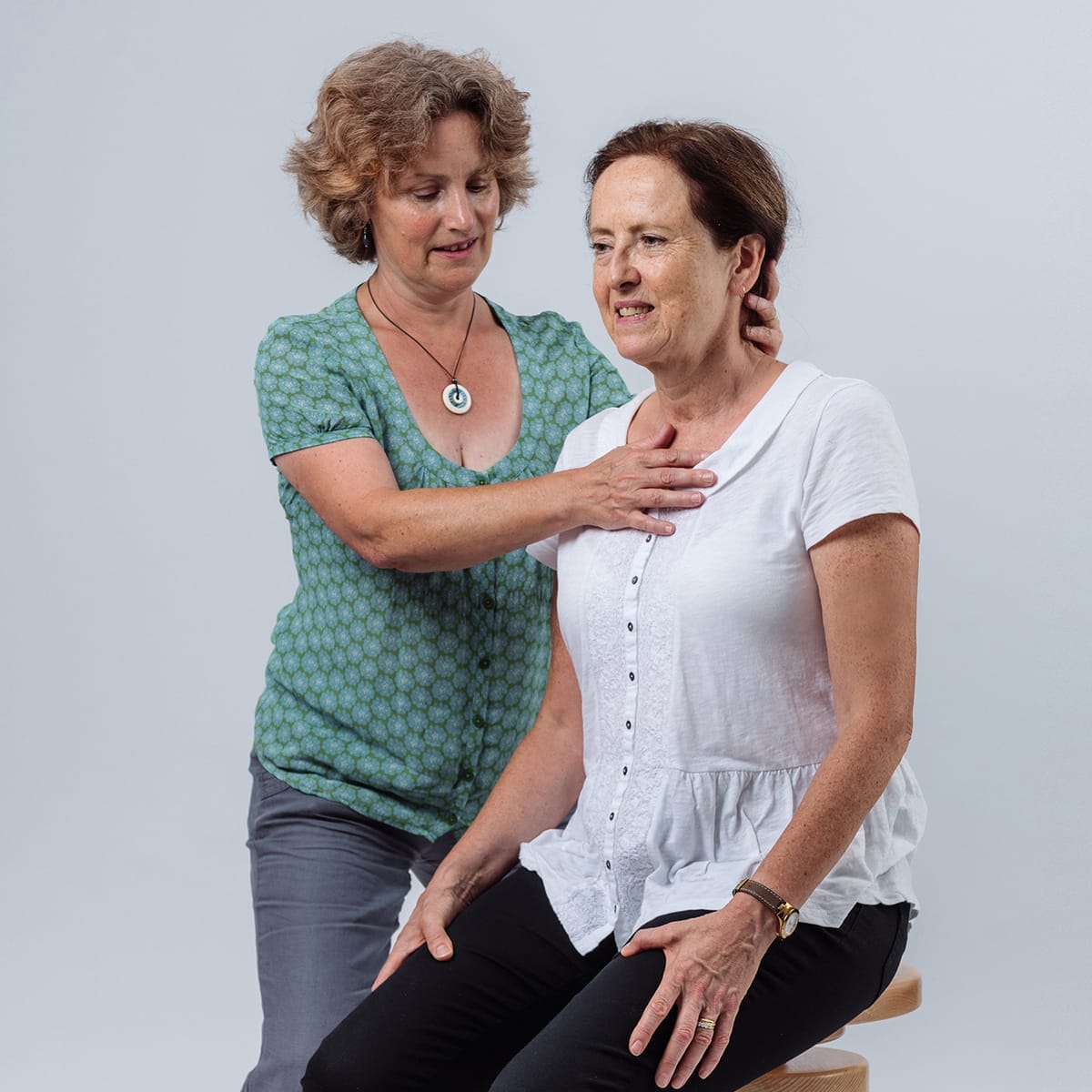 Rebecca explaining posture